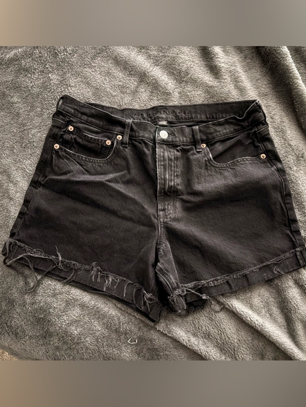 American Eagle Outfitters Strigid Black High-Rise Denim Cutoff Perfect Shorts
